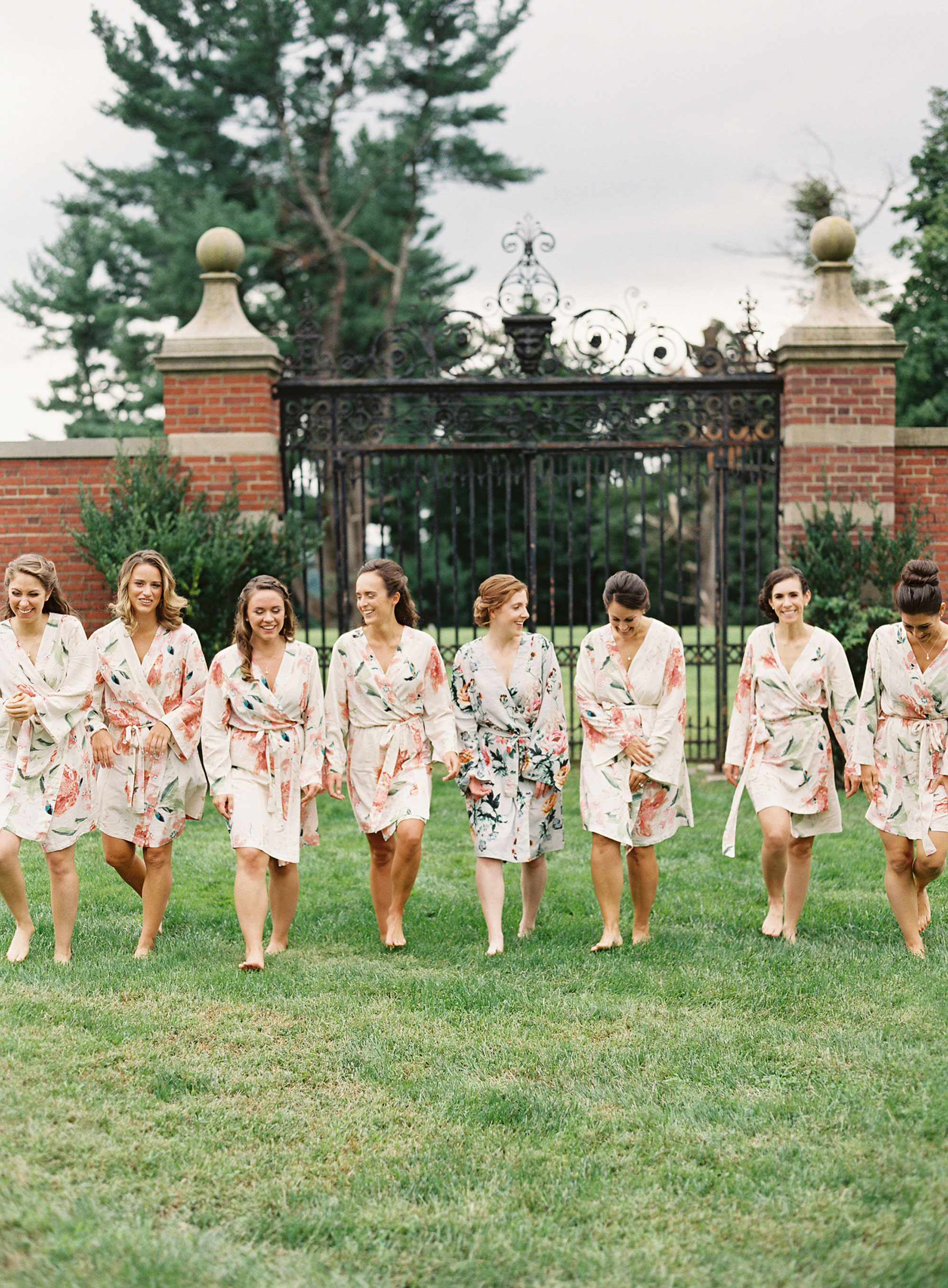 Wedding party floral robes for getting ready