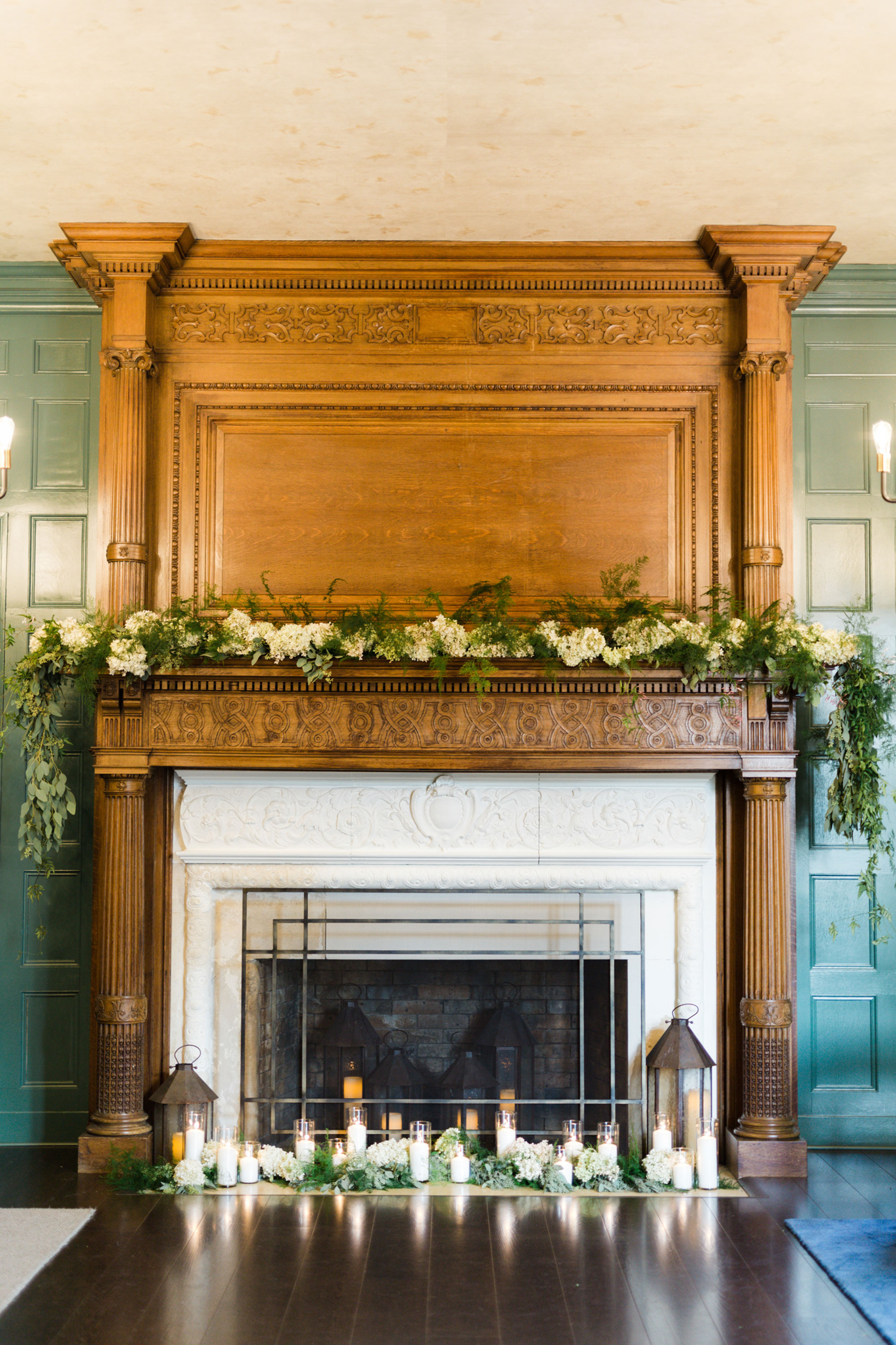 Fireplace Floral Decoration at The Mansion at Natirar by David Beahm Experiences